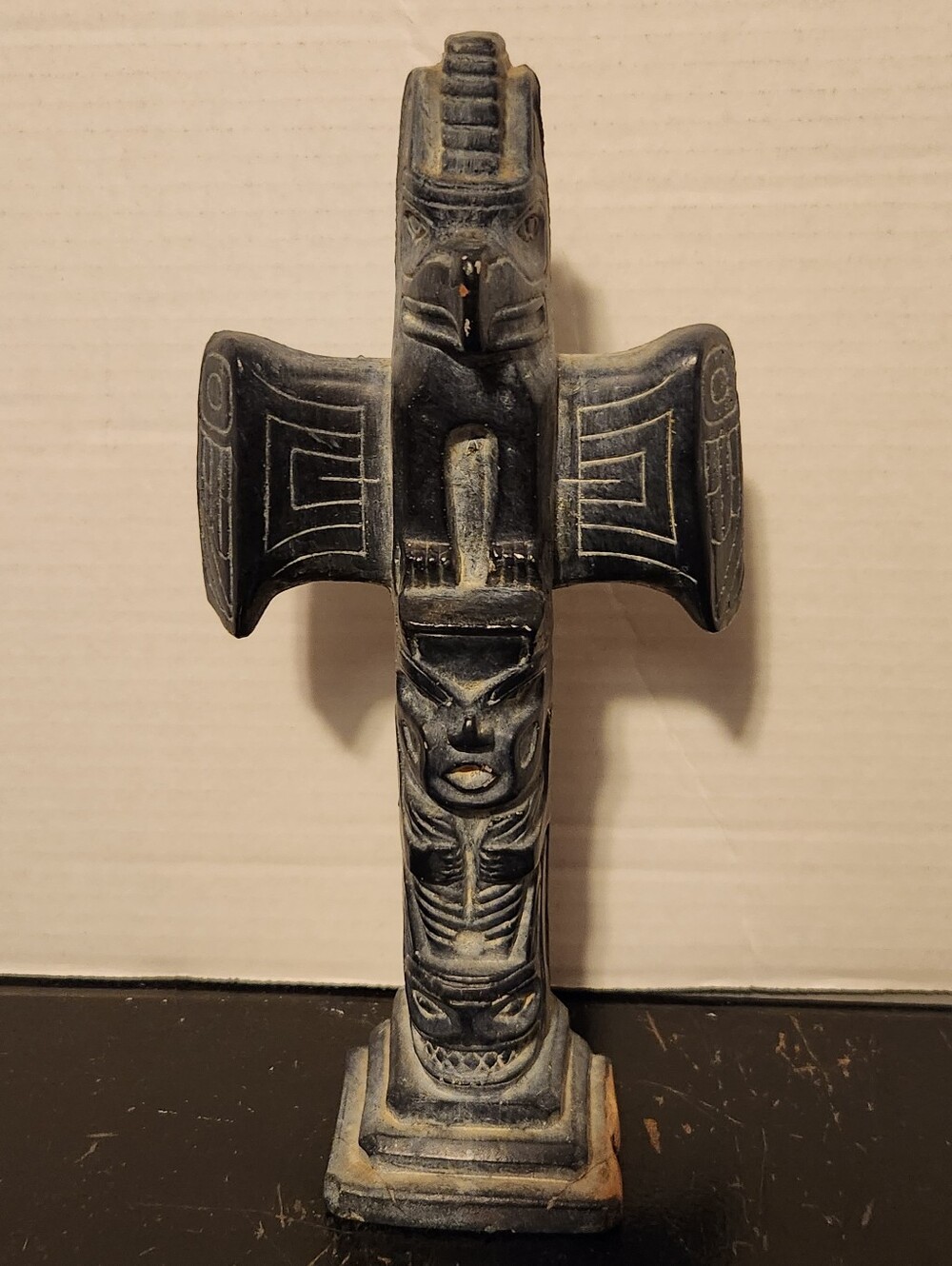 Abbott Totem Pole Made in Canada 10" Tall Sticker Souvenir Gray Grey